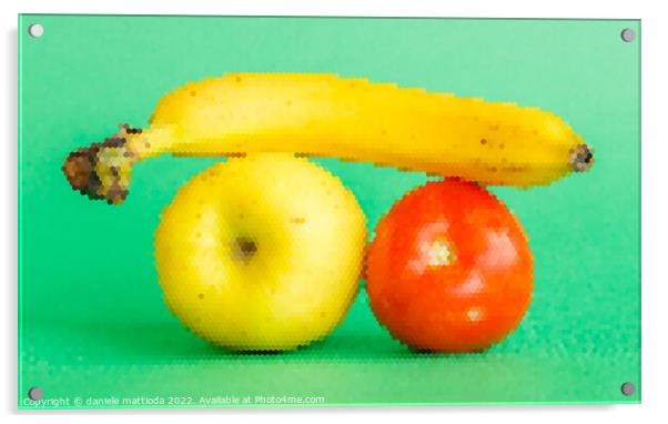 PIXEL ART  on fruits and vegetables Acrylic by daniele mattioda