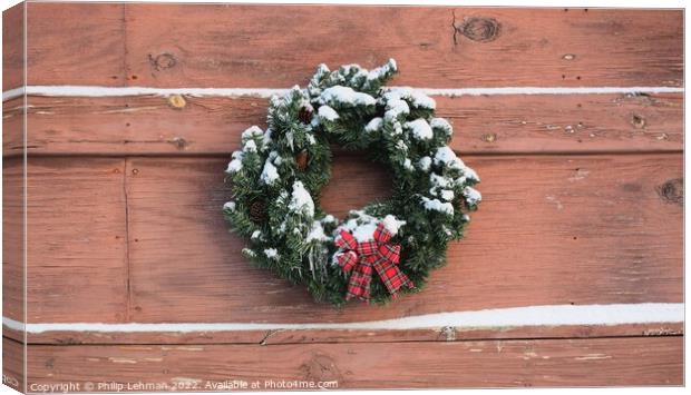 Christmas wreath with snow Canvas Print by Philip Lehman