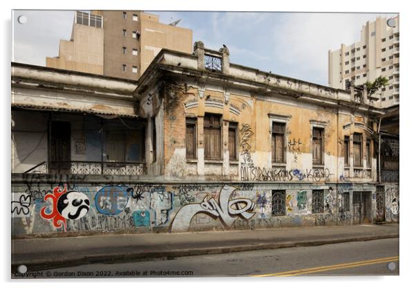 Graffiti on an old building in the heart of Sao Paulo, Brazil Acrylic by Gordon Dixon