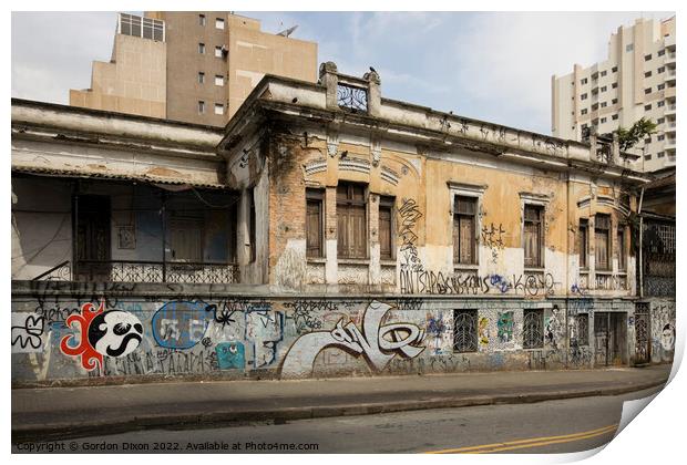 Graffiti on an old building in the heart of Sao Paulo, Brazil Print by Gordon Dixon