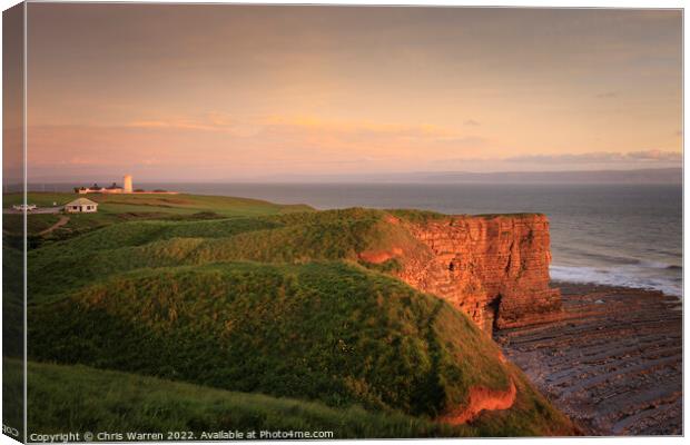 Nash Point Lighthouse in the evening light Canvas Print by Chris Warren