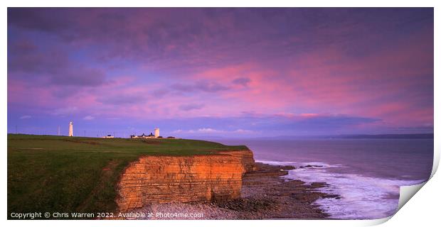 Nash Point Lighthouse in the evening light Print by Chris Warren