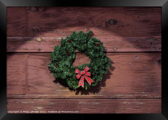 Christmas Wreath Framed Print by Philip Lehman