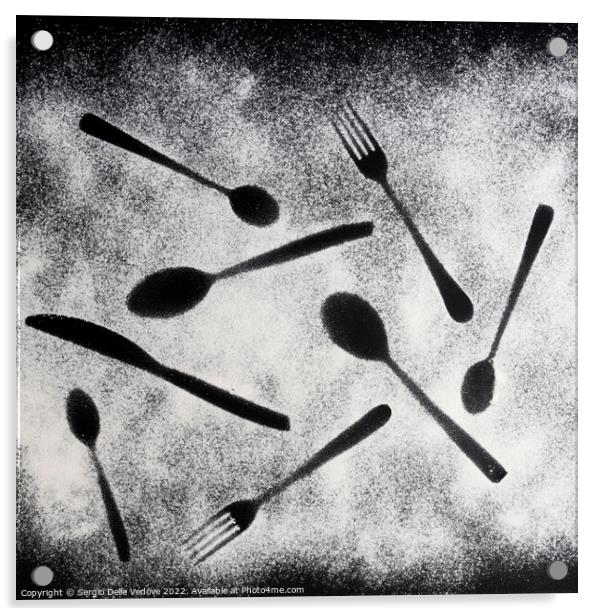 the imprint of some cutlery Acrylic by Sergio Delle Vedove