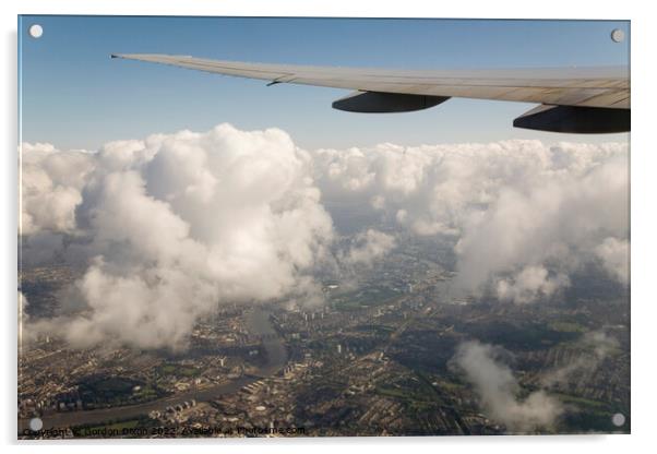 High above London, onroute to Heathrow with London and the Thames below Acrylic by Gordon Dixon
