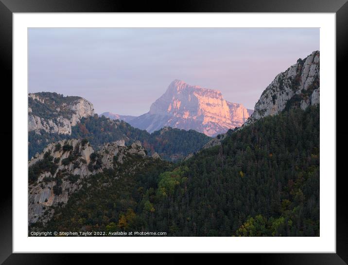 Pena Montanesa Sunset Framed Mounted Print by Stephen Taylor