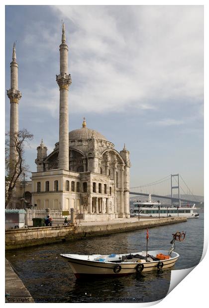 Ortakoy Mosque on the Bosphorus, Istanbul Print by Gordon Dixon