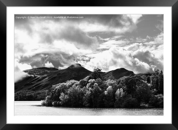 Cat Bells or Catbells Derwentwater Black and White Framed Mounted Print by Pearl Bucknall