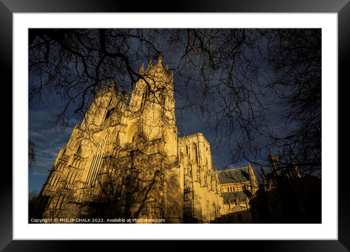 York Minster in the sunset 678 Framed Mounted Print by PHILIP CHALK