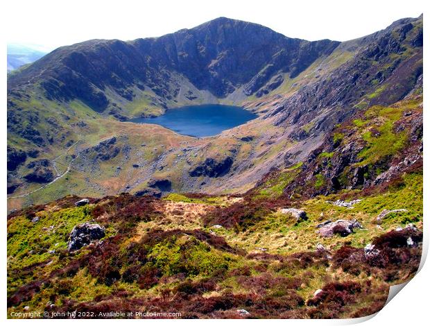 Llyn Cau lake, Cadair Idris, Wales. Print by john hill