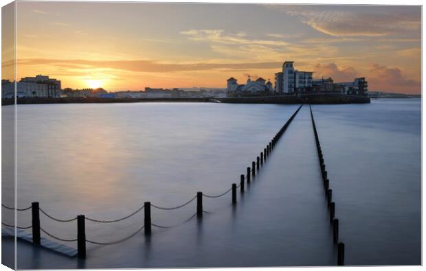 Sunrise at Weston-super-Mare Canvas Print by David Neighbour