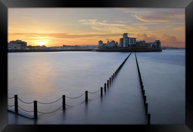 Sunrise at Weston-super-Mare Framed Print by David Neighbour