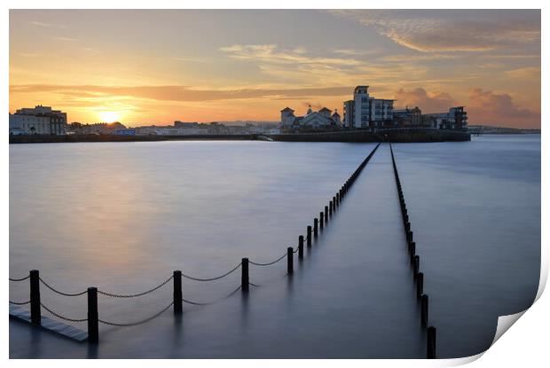 Sunrise at Weston-super-Mare Print by David Neighbour