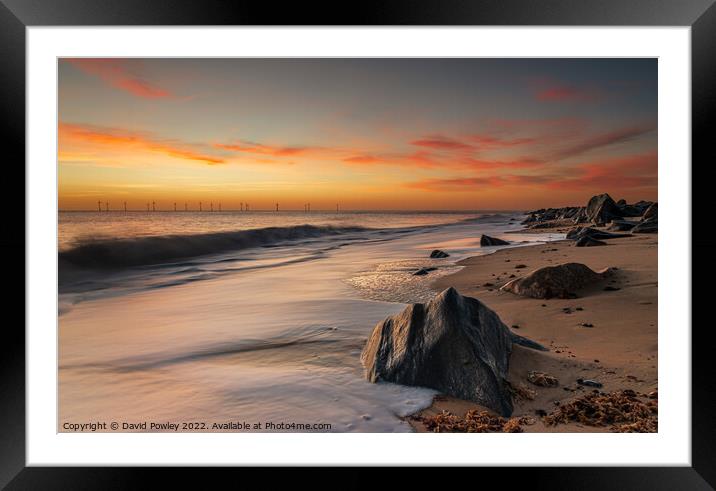 Beach Sunrise at Caister-on-sea Norfolk Framed Mounted Print by David Powley