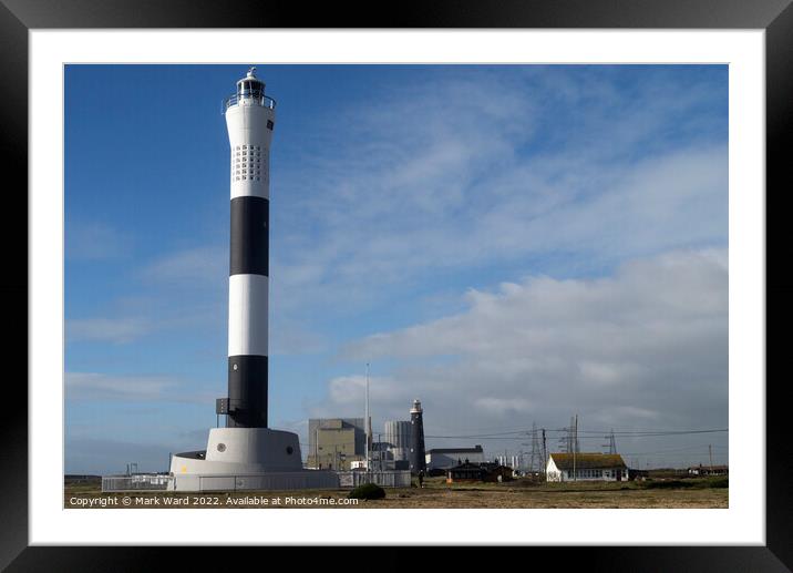 Dungeness Power Station and Lighthouses. Framed Mounted Print by Mark Ward