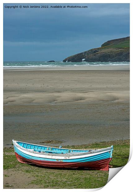 Rowing Boat on the Parrog Penbrokeshire Print by Nick Jenkins