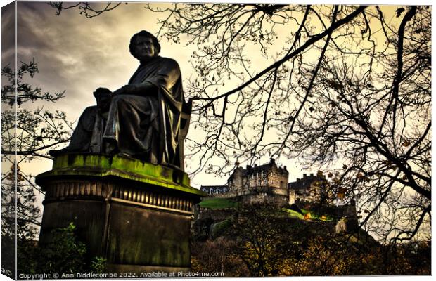 Statue of Sir James Young Simpson Canvas Print by Ann Biddlecombe