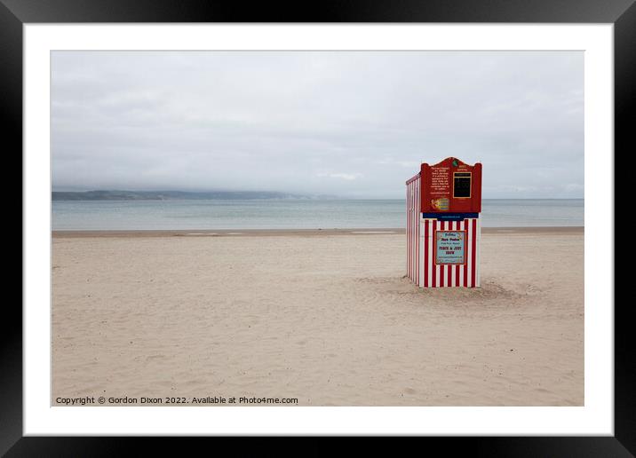 Punch and Judy booth on a deserted Weymouth beach Framed Mounted Print by Gordon Dixon