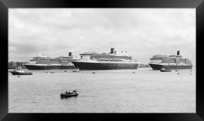 Three Queens line up on the River Mersey Framed Print by Jason Wells