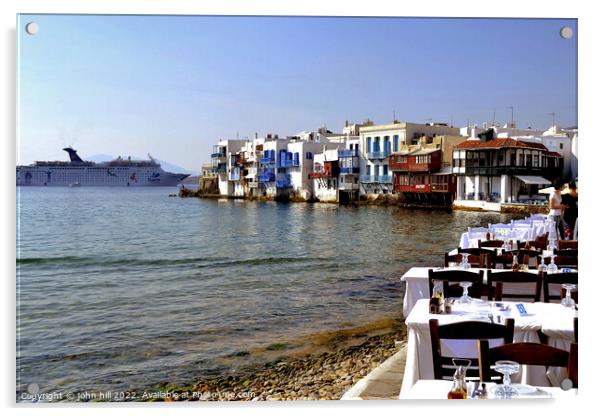 Little Venice at Mykonos in Greece. Acrylic by john hill