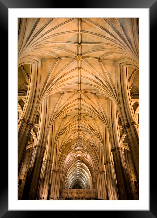 Awe-inspiring vaulted roof inside Bristol Cathedral Framed Mounted Print by Gordon Dixon