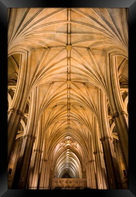 Awe-inspiring vaulted roof inside Bristol Cathedral Framed Print by Gordon Dixon