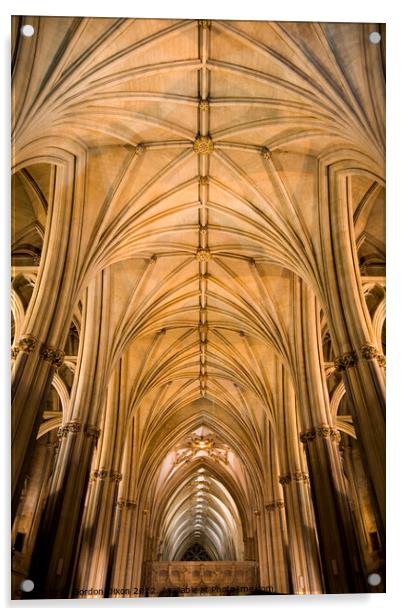 Awe-inspiring vaulted roof inside Bristol Cathedral Acrylic by Gordon Dixon