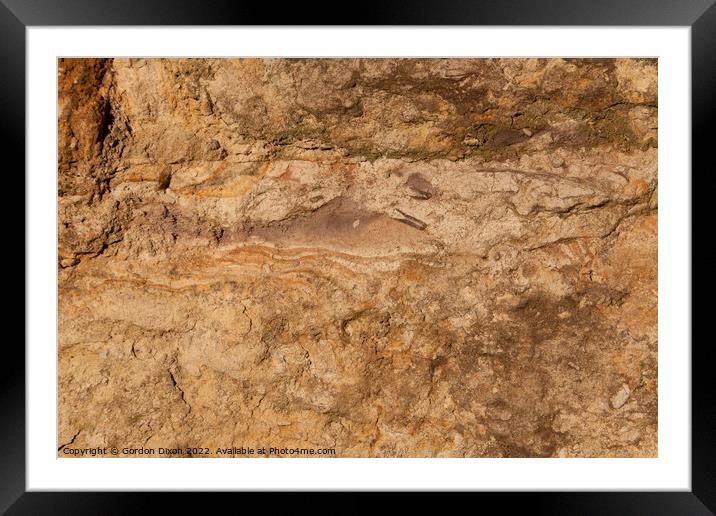 Section of a yellow sandstone wall Framed Mounted Print by Gordon Dixon