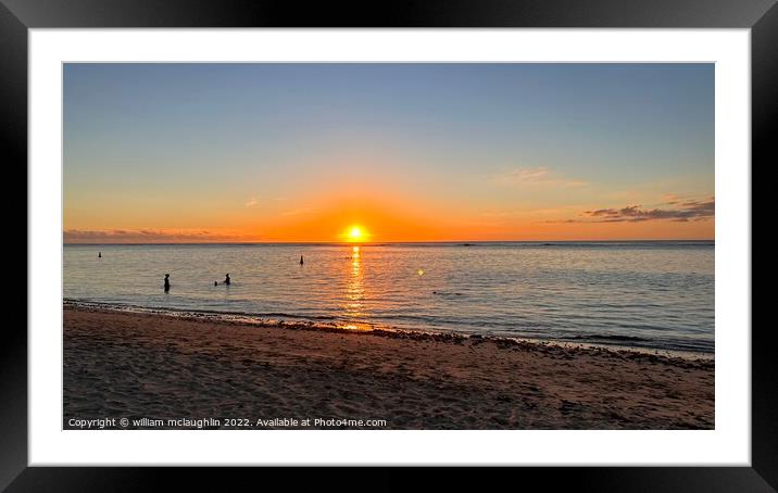 Sunset Flic En Flac Mauritius Framed Mounted Print by liam mclaughlin