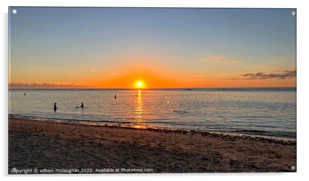 Sunset Flic En Flac Mauritius Acrylic by liam mclaughlin