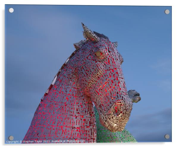 Kelpies at night Acrylic by Stephen Taylor