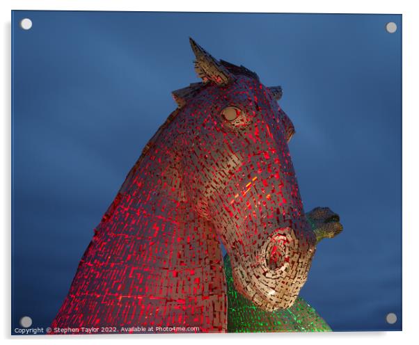 Festive Kelpies Acrylic by Stephen Taylor