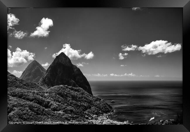 The Pitons and Soufriere Bay on St Lucia Framed Print by Stuart Chard