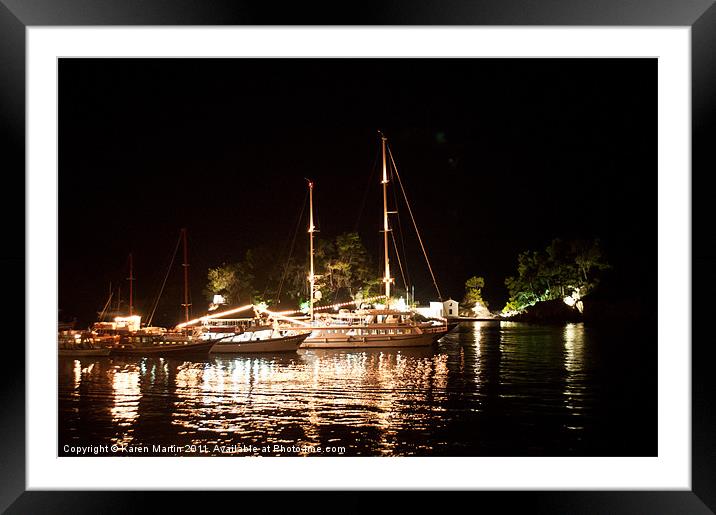 Boats at Night Framed Mounted Print by Karen Martin