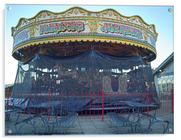 Carousel and it's horses put to bed for the winter at a funfair in Weymouth Acrylic by Gordon Dixon