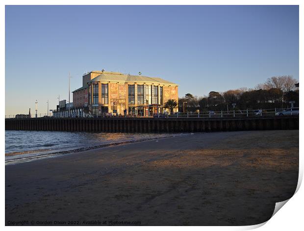 Weymouth Pavilion - lit by sunset on a winter's day Print by Gordon Dixon