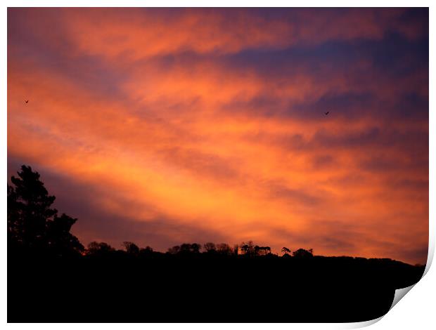 Sunrise over a Somerset hill Print by Gordon Dixon