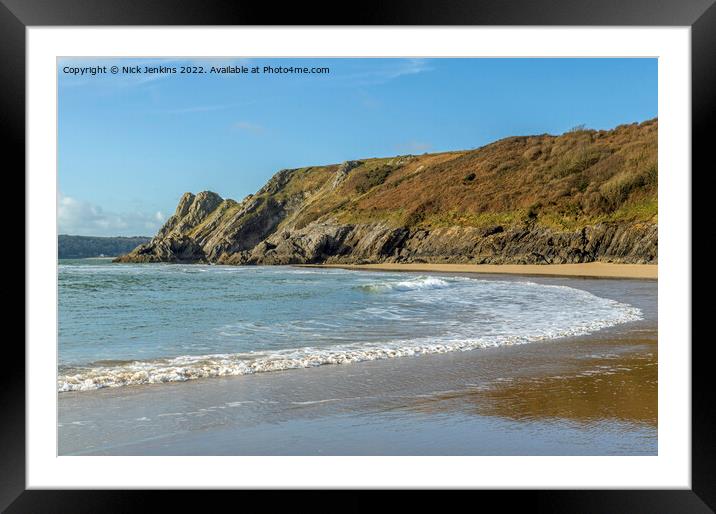 The Cliffs and Great Tor Three Cliffs Bay Gower Framed Mounted Print by Nick Jenkins