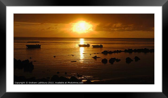Beach sunset in Mauritius Framed Mounted Print by Graham Lathbury