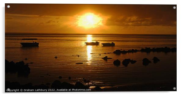Beach sunset in Mauritius Acrylic by Graham Lathbury