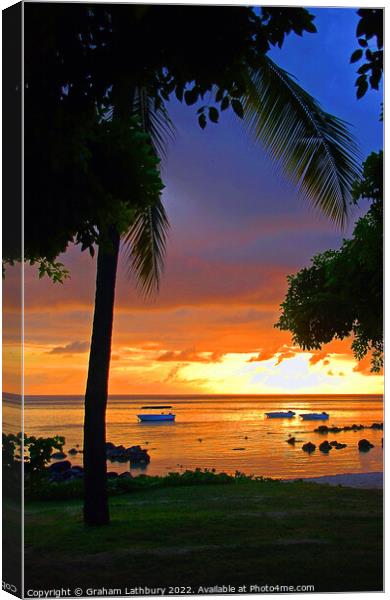 Mauritius Beach Sunset Canvas Print by Graham Lathbury
