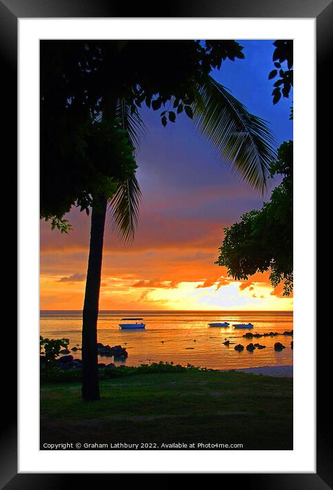 Mauritius Beach Sunset Framed Mounted Print by Graham Lathbury