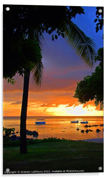 Mauritius Beach Sunset Acrylic by Graham Lathbury