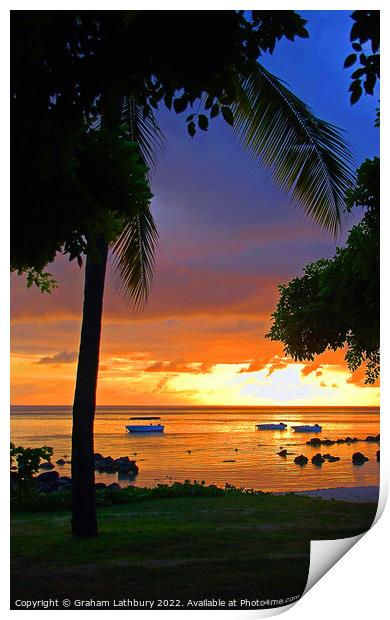 Mauritius Beach Sunset Print by Graham Lathbury