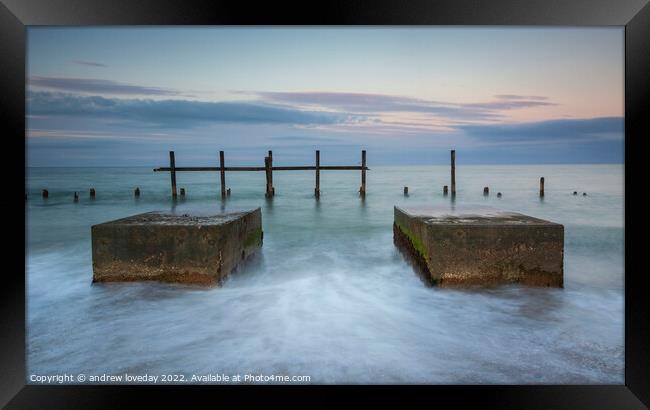 immovable Objects, Happisburgh beach, Norfolk Framed Print by andrew loveday