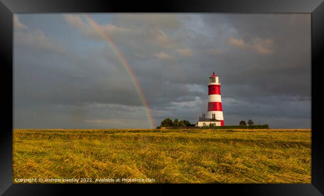 Happisburgh Rainbow  Framed Print by andrew loveday