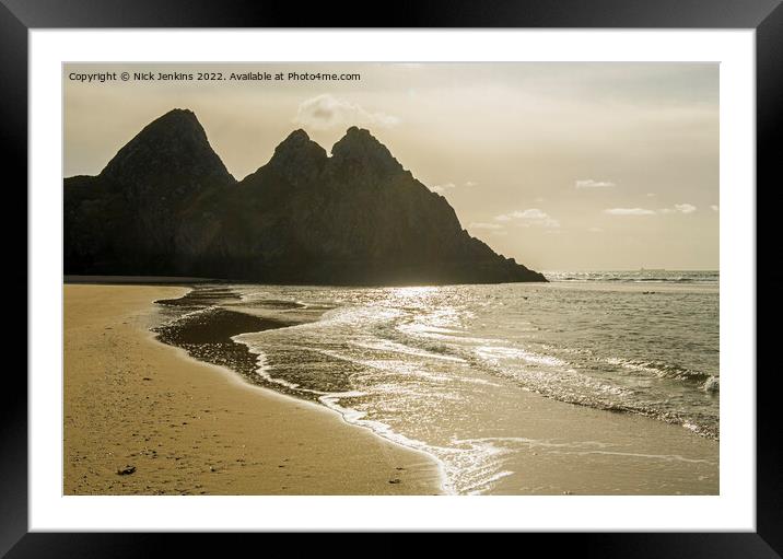 Three Cliffs in Shadow Three Cliffs Bay  Framed Mounted Print by Nick Jenkins