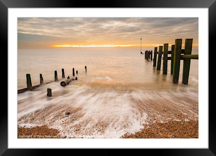 Dramatic Sunrise over Bawdsey Beach Framed Mounted Print by Terry Newman
