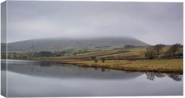 Hazy Pendle Panorama Canvas Print by David McCulloch