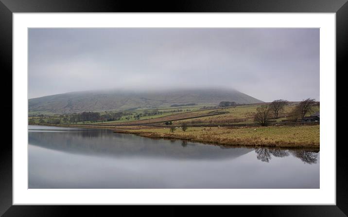 Hazy Pendle Panorama Framed Mounted Print by David McCulloch